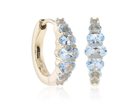 Aquamarine Graduated Hoop Earrings For Cheap