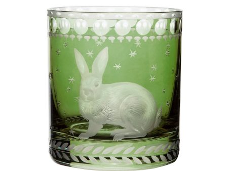 Staro Barnyard Rabbit Double Old-Fashioned Glass, Green on Sale