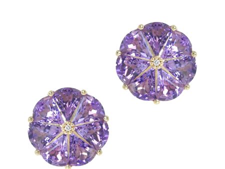 Pinwheel Earrings in Amethyst & Diamonds Online Sale